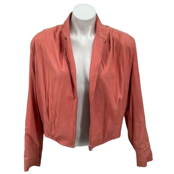 Remy Pleated Leather Jacket Womens SZ S Pink Retro Vintage Barbiecore 80s VTG - Picture 10 of 12